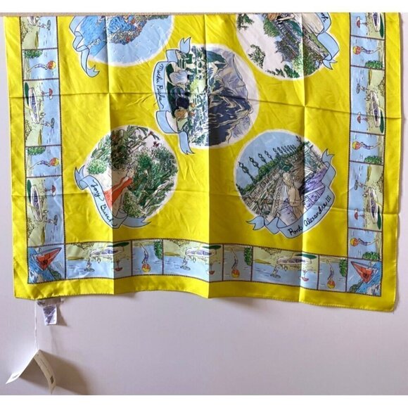 tory burch souvenir silk square scarf acid lemon 36"x36" yellow blue beach ocean - Picture 8 of 13